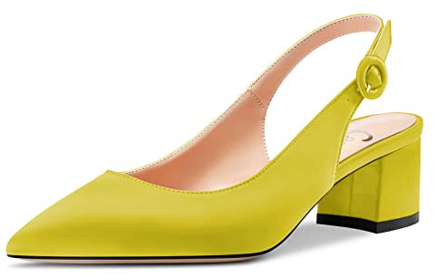 Castamere Donna Chunky Blocco Basso Tacco Heel Chiusa a Punta Slingback Pumps Fibbia Cute Dress Ufficio 5 CM Heels Oro Raso 38 EU
