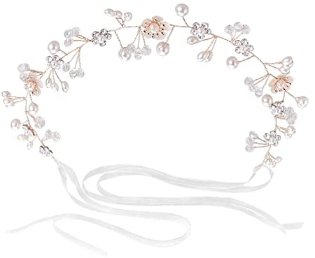 Serre Tete Fleur Fille Bande Blanc Couronne de Fleurs pour Cheveux Princesse Perle Bandeau Cheveux Cristal Accessoires de Cheveux de Mariée Fleur Accessoire Cheveux Mariage Fille Enfant