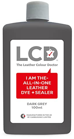 LCD allt-i-ett-läderfärg och tätare – reparera och återställa färg, permanent färg för soffor, skor, handväskor, kläder, självtätande 100 ml av The Leather Colour Doctor (mörkgrå)
