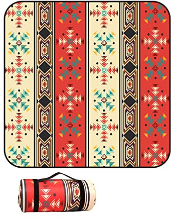DOTBUY-SHOP Boho Picknickdecke Wasserdicht, Campingdecke Stranddecke Maschinenwaschbar Faltbar Picknickmatte, für Outdoor Strand, Campen, Wandern und Ausflüge (Rot,200x200cm)