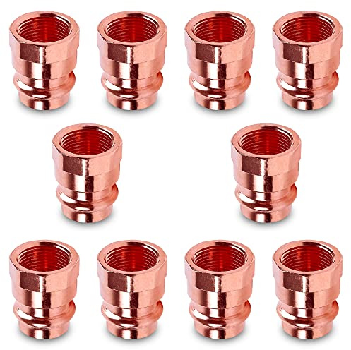 Copper Press Female Adapter – 3/4 FIP x Press LF ProPress Female NPT x Press Connection Pack of 10 – Durable Copper Fitting for High-Pressure Systems by DMNI