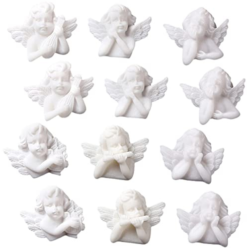 KOMBIUDA 48 Stück Kleine Engel Accessoires Sammelalbum Charms Miniaturfiguren Zum Basteln Engel Anhänger Perlen Barock Miniatur Dekoration Weiß Figur Haarspange Charms