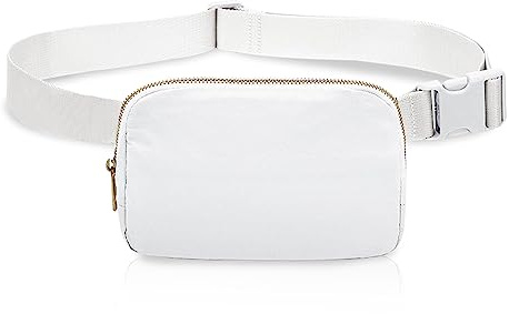 FuninCrea Bauchtasche Gürteltasche für Damen und Herren, wasserdichte Nylon Brustbeutel, Gürteltasche Herren Bauchtasche Damen mit 3 Mesh-Taschen für Sportart, Reisen (Weiß)