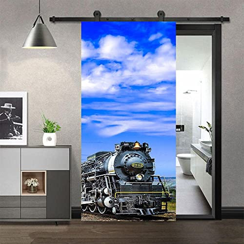 Türtapete Selbstklebend Kreativer Grauer Zug 90 X 210 Cm Türfolie Selbstklebend 3D Türtapete Wasserdicht Abnehmbare Türaufkleber Pvc Türposter Selbstklebend Wohnzimmer Tür Aufkleber - Foto Der Kinder