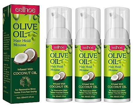 3 Pièces Mousse Pour Cheveux, 60ml Mousse Hydratante Naturelle À L'huile D'olive, Fixation Longue Durée Pour Tresses, Boucles, Perruques, Ondulations
