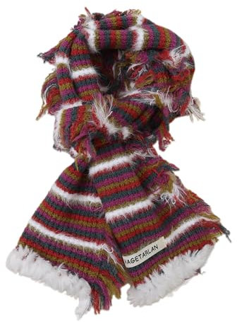 Frotox Lady Harajuku Gestreifter Schal Y2k Stil Mädchen Fransenkanten Langer Strickschal Modetuch Straße Lässiges Halstuch Y2k Schal Dünner Schal Y2k Skinny Neck Schal Y2k