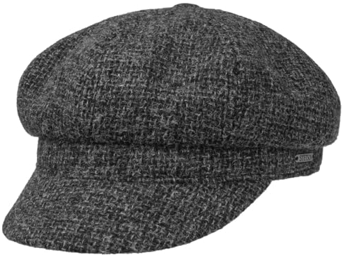 Stetson Classic Tweed Ballonmütze Newsboy Cap Gefütterte Wollcap Damen Herren Herbst Winter anthrazit M (56-57 cm)