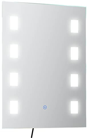 kleankin Espejo de Baño con Luz LED 14,5 W 70x50 cm Espejo para Baño con Interruptor Táctil Función de Antivaho y Marco de Aluminio Plata