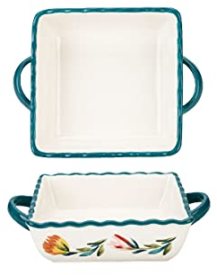 Pirofila da forno, Pirofile in ceramica, Mini pirofile in ceramica - Set di 2 | Piatti da forno for la tavola | Pentola for lasagne, torte e casseruola | Quadrato, rosso, 10 pollici (Color : Green,