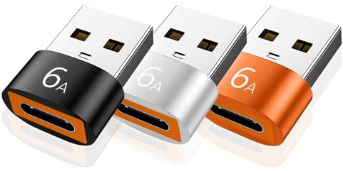 HATMINI Adaptador USB a USB C 6A Tipo C Hembra a USB3.0 A Adaptador de Cable de Cargador Convertidor para Carga Rápida y Datos, Paquete de