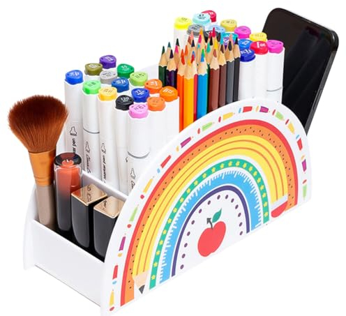 JAWSEU Schreibtisch Organizer Stiftehalter, Regenbogen kinder Stiftköcher Stiftebox Tisch Organizer Studenten Schreibwaren Make up Aufbewahrung für Kinder Büromaterial Klassenzimmer Organisation