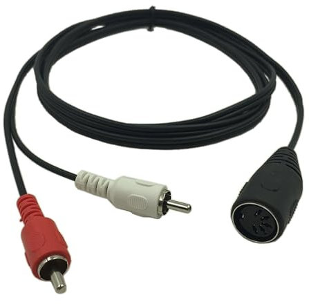 xbiez DIN 5 Pin To Cable 1.5M/4.9Ft 5-Pin Din Female To 2 Male Adapters Cable For Electrophonic 5 Pin Din Female To 2 Rca Male Cable