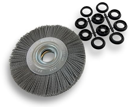 Lot de 10 brosses circulaires NYLON Abrasif | Ø 175 mm | Epaisseur 2 rangs | Carbure silicium Grain 120 | Alésage 32 mm + réducteur bague 25/22/20/16/12 mm | Touret ponceuse | Kibros 235177KR_120x10