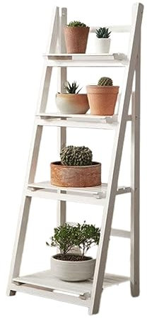 CNBYDK Pflanzenspalier im Vintage-Stil, Retro-Dekor, Pflanzenständer aus Holz, 4-stufiges Blumentopf-Ausstellungsregal, einfacher Pflanzgefäßhalter, faltbare