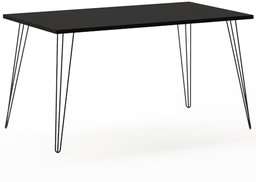 Lomadox Schreibtisch 140x80 cm Arbeitstisch Homeoffice Computertisch mit pulverbeschichteten Stahlfüßen in schwarz