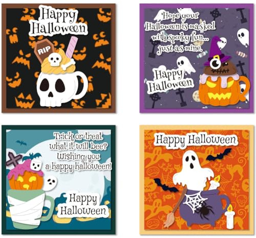 DELORIGIN Stanzformen Mit Halloween Bechern Karbonstahl Kartenschablonen Stanzschablonen Neuheiten 2025 Prägeschablonen Stanzschablonen Rahmen Für Halloween Scrapbooking DIY Bastelalben Geschenkdekor