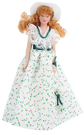 1:12 Miniatur-Puppe, Porzellan, grünes Kleid, Damen, elegante Puppenhauszubehör, 1:12, Miniatur-Puppenhaus, Dekoration, Puppenhauszubehör
