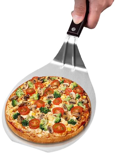 Cáscara de pizza de acero inoxidable, espátula de pizza de acero inoxidable, Cáscara giratoria ligera para pizza, Cáscara de pizza ligera de acero inoxidable, accesorios para horno de pizza, para