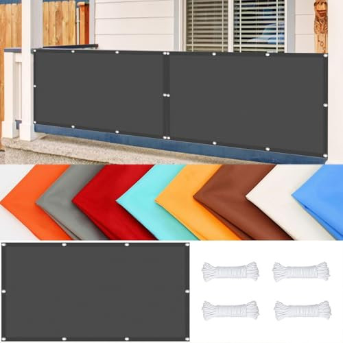 Brise Vue Balcon 90 x 180 cm Protection UV, Imperméable Revêtement et Pare Vue de Balcon avec Attaches de Câble, Facile a Poser pour Balcon et Clôture Porches, Gris Foncé