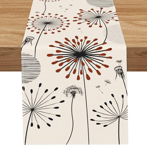 Lemicin 35 X 183 cm Tischläufer Modern Löwenzahn Küche Esstisch Dekoration für Frühling Sommer Hochzeit Geburtstag Kommunion Konfirmation Party Tischdeko