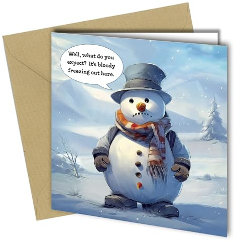 Lustige Weihnachtskarte – Schneemann – kleine Karotte, lustige Weihnachtskarte – Happy Christmas Card – Weihnachtskarte für Herren oder Damen – männlich/weiblich #1768