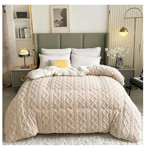 MCNDSI Épaissir Cachemire Courtepointe Couette Epaisse Hiver Couverture Tres Chaude Hiver Couette 2 Personne Laine Luxueuse Doux et Confortable(#2,150x200cm(3kg))