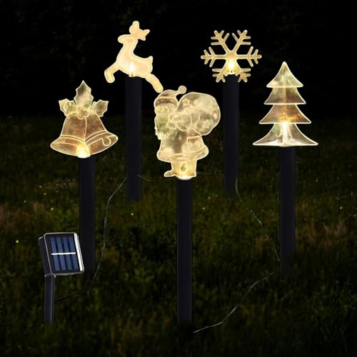 ACAREY Weihnachtsdeko Solar Licht für Außen, 8 Modi Weihnachtsdeko Aussen Beleuchtet 5er Pack Weihnachtsmann Rentier Weihnachtsbeleuchtung Außen solar für Garten, Terrasse, Hof