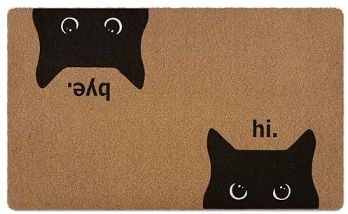 XLDLIOO Black Cat Door Mat, Black Cat Gifts, Cats welcome mat, Cute Funny Welcome Front Door Mat Indoor Entrance, Artificial Coir Doormat Rugs for Cats Lovers Owners Porch Entry Patio Decor 30x17in