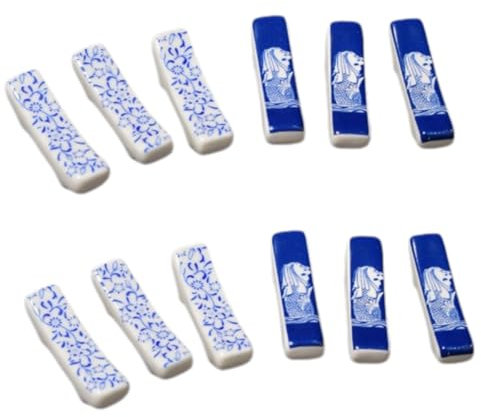 Serenitison 12 Stück Keramik Stäbchen Halter,Chopsticks Shelves,Blau weißer Essstäbchenhalter aus Porzellan,Chinesische Essstäbchenablage,Restaurant Zubehör,Besteckablagen,für Hotel,5.8 * 1 * 1.2cm