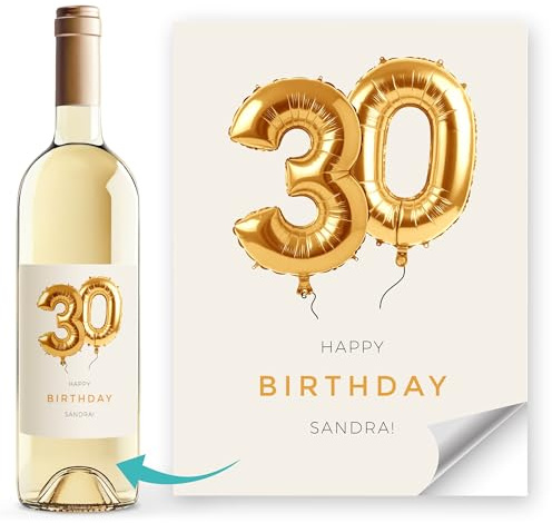 SpecialMe® Weinetiketten Runder Geburtstag personalisiert Alter und Name Luftballon-Design Flaschenetiketten selbstklebend Weiss unisize