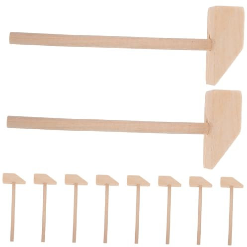 HEMOTON 10pcs Mini Mallet Toys for Year Old Boys Wooden Hammer Blocks for Early Development Activity Toys