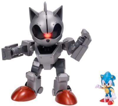 Sonic Le hérisson - JAKKS Pacific - Coffret de combat géant Mecha Sonic - Figurines articulées - Licence officielle - Jouet pour enfants