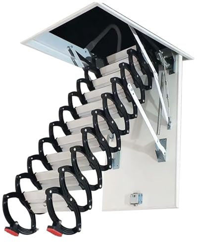 Scala elettrica pieghevole per soffitta salvaspazio scalini per soffitta interno/esterno ponteggio compatto per uso domestico A-70 x 120 cm facile installazione design robusto