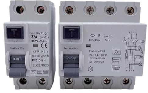 Disjoncteur différentiel de type RCD RCCB B 2P 4P AC 40a 63a 100a 30ma EKL6-100B 10KA 220V(2P,20A)