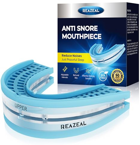 Anti Snoring Devices for Quiet Sleep: Snoring Aids for Men & Women - Adjustable Anti-Snoring Mouthpiece with One Replacement for Travel & Home Use