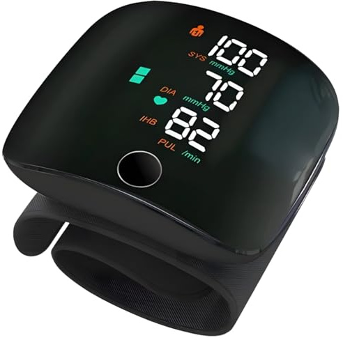 Tressify Sfigmomanometro da polso di precisione di grado sanitario, doppia memoria utente, ricaricabile di tipo C, dimensioni compatte per viaggi e casa, funzionamento facile con un solo pulsante