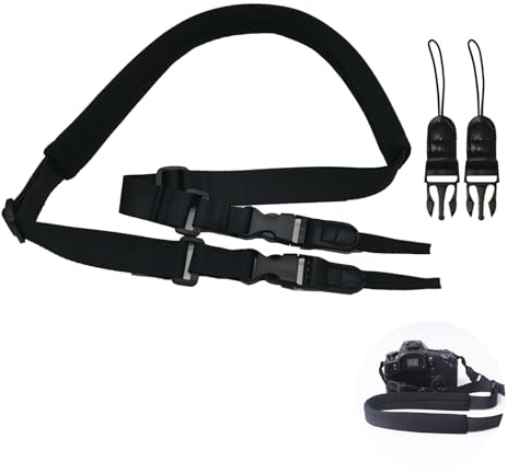 Cyberwork Sangle Appareil Photo Bandoulière Courroie Lavable, Longueur 110-140 cm, Convient aux appareils photo reflex, aux micro-appareils photo simples (noir)