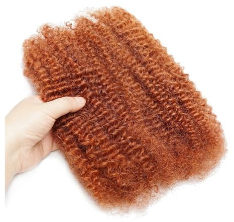 Cheveux humains Afro Kinkys en vrac, 50 g/paquet, for mini-torsades, tressages, micro-locs, réparations de locs et extensions de dreadlocks Wear and Go(Ginger,20inch)