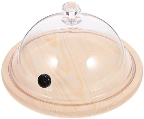 BESPORTBLE Couvercle Fumoir 26 CM Réutilisable en Plastique Transparent avec Base en Bois Cuisine Moleculaire Ajout Saveurs Fumées Viandes Fromages Cocktails – Accessoire Réutilisable