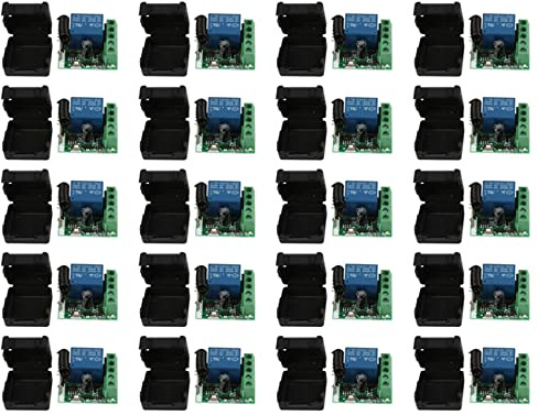 Aundhegrtt 20X DC 12V 1CH 433MHz Interruptor de Control Remoto Inalambrico Universal Receptor de Rele de 433 MHz Modulo
