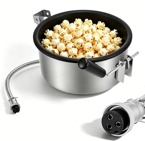 Accessoire pour machine à pop-corn à air chaud, pot à pop-corn avec 3 trous de 15 mm, poêle anti-écorchure universelle, poêle électrique à manivelle facile à nettoyer pour maïs et collations (Ø 210 mm
