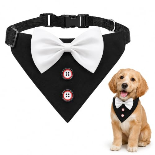 JOVYTH Smoking Fliege für Hunde, Verstellbares Halstuch mit Fliege und D-Ring, Leichtes Hundebandana für Hochzeit & formelle Anlässe, Bequem für kleine & mittelgroße Hunde, Hundeoutfit für Geburtstag