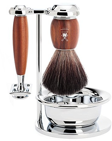 MÜHLE Rasierset mit Schale - Vivo Serie - Black Fibre - Rasierhobel - Pflaumenholz