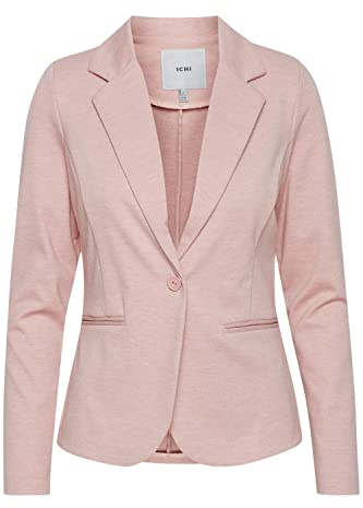 ICHI IHKATE BL Blazer Chaqueta Corta para Mujer, con un botón, con elástico y Cuello de Solapa, Rose Smoke Melange (12524), L