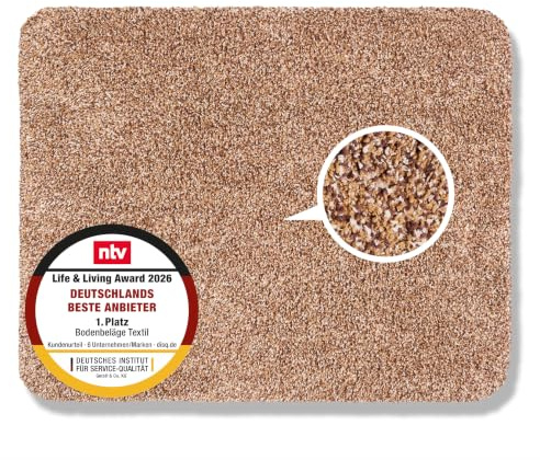 Rutschfeste Schmutzfangmatte innen waschbar - Beige 60 x 75cm (Rechteckig) | Saugfähige Sauberlaufmatte Innenbereich Entra SAUGSTARK pflegeleicht Sauberlaufmatte 100% Baumwolle Türmatte robust Fußmatte