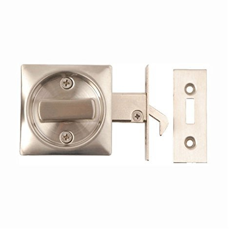 Qty 1 - Bathroom - Toilet Sliding Door Lock/Hook - Square Brushed Stainless Steel (2130)