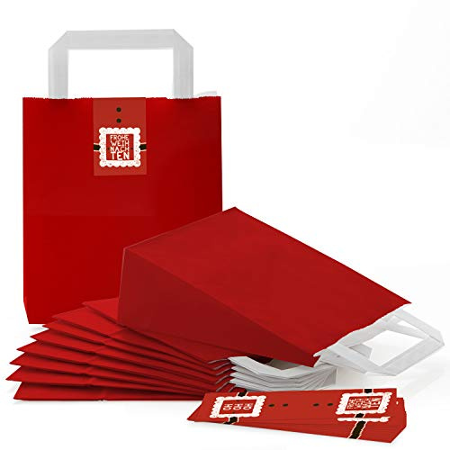 Logbuch-Verlag 25 rote Weihnachtstüten HOHOHO - Frohe Weihnachten Geschenktüten zum Befüllen - Verpackung Nikolaus Geschenk