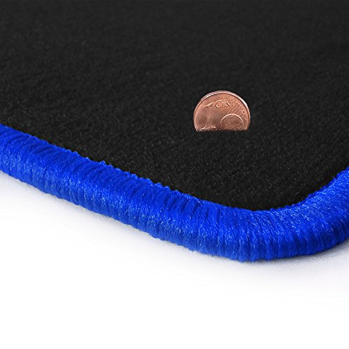 Schwarze Velours Fußmatten in Top-Qualität, Randfarbe Royalblau OFM-Q300_R204_01003