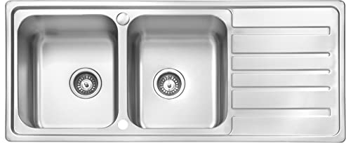 JASSFERRY Lavello da cucina 2 Vasca doppia in Acciaio Inox Spazzolato, scolapiatti reversibile Lavandino, con set di rifiuti