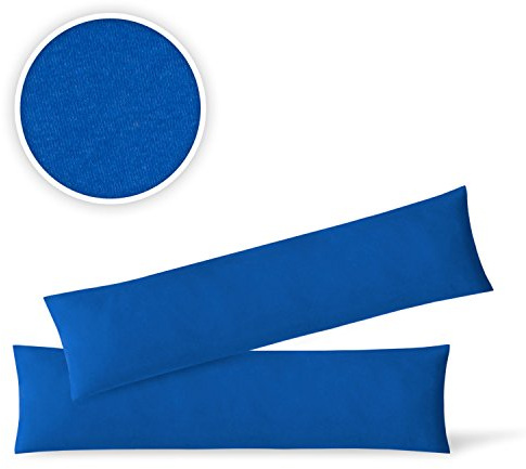 EXKLUSIV HEIMTEXTIL Kissenhülle Kissenbezug Doppelpack mit Reißverschluss hochwertige Jersey Qualität Royalblau 40 x 145 cm